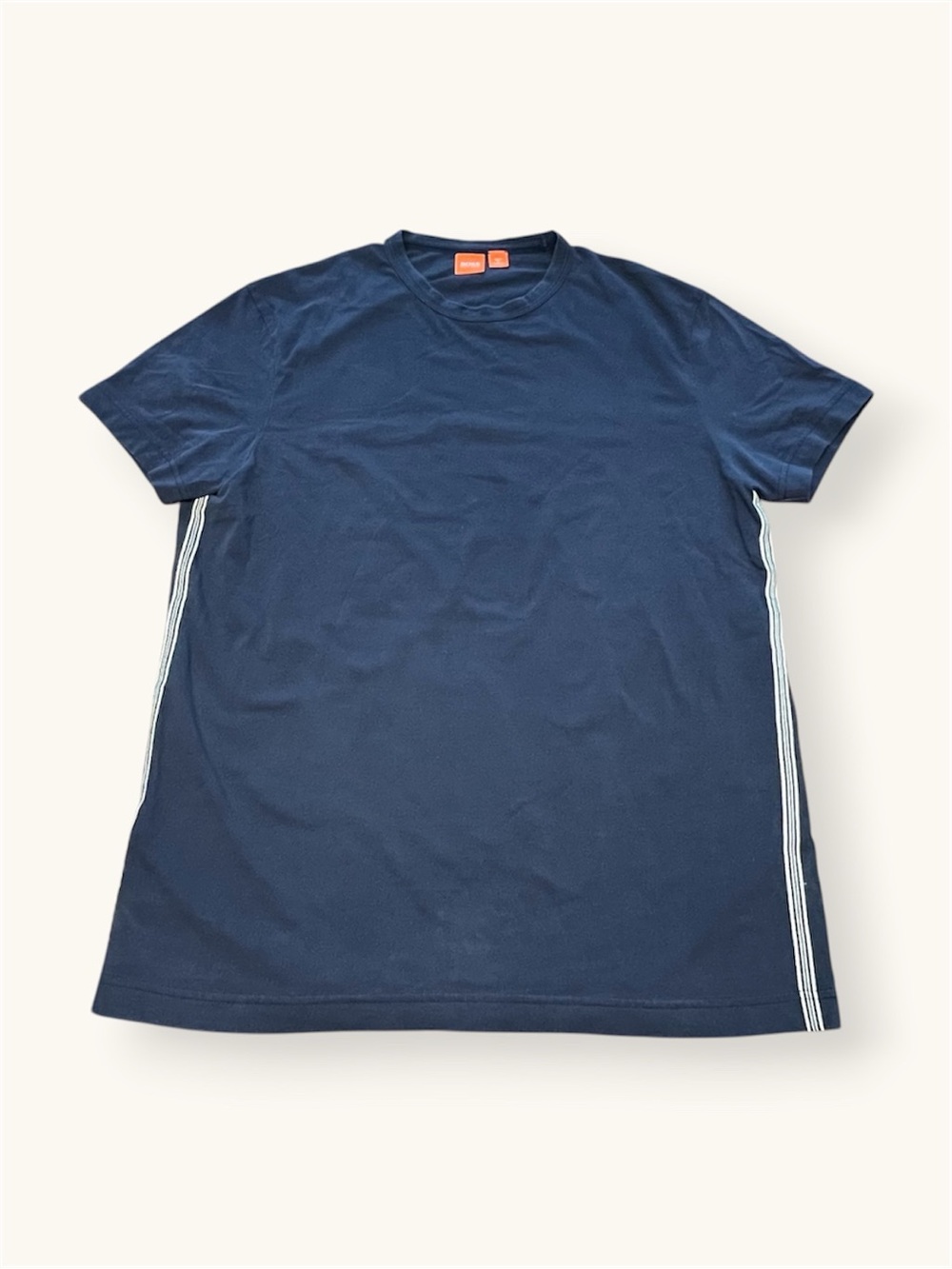 BOSS Orange | Hugo Boss Crew Neck T-Shirt w. Side Stripe | Navy Blue | Portugal